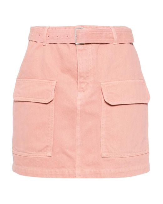 Maison Kitsuné Pink Belted Utility Mini Skirt