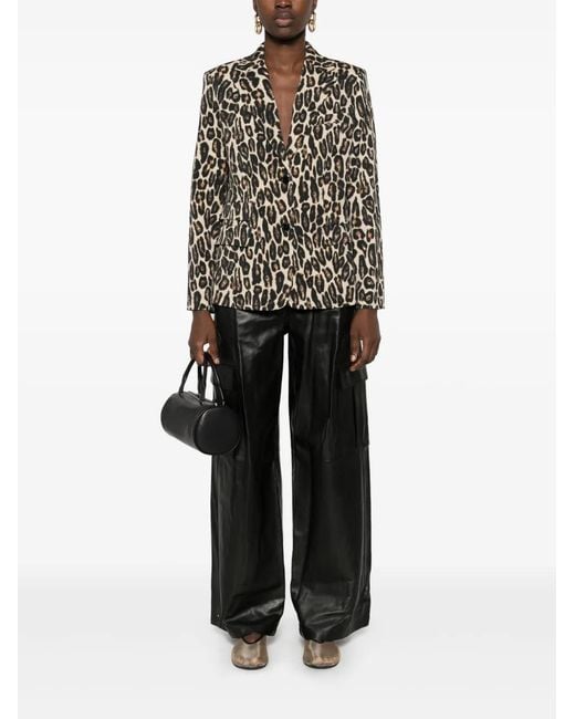 Theory Black Leopard-Pattern Blazer