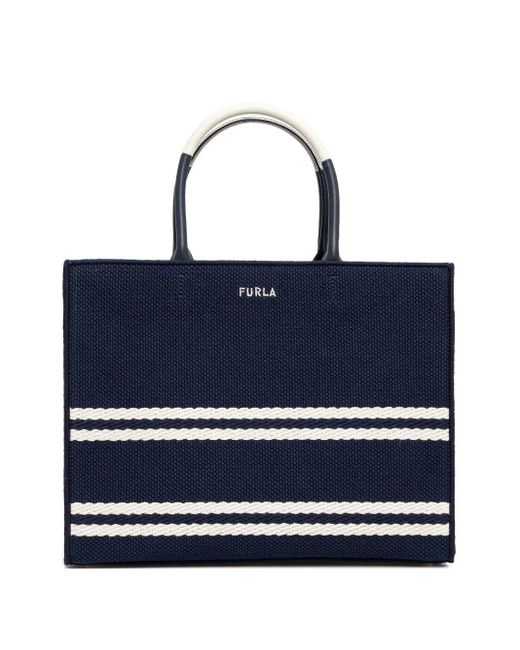 Furla Blue Gestreifter Shopper