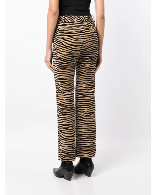 Rabanne Multicolor Tiger-Print Cotton Twill Flared Pants