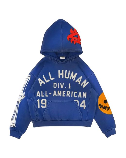 ALL HUMAN Blue El Perro Graphic Hoodie for men