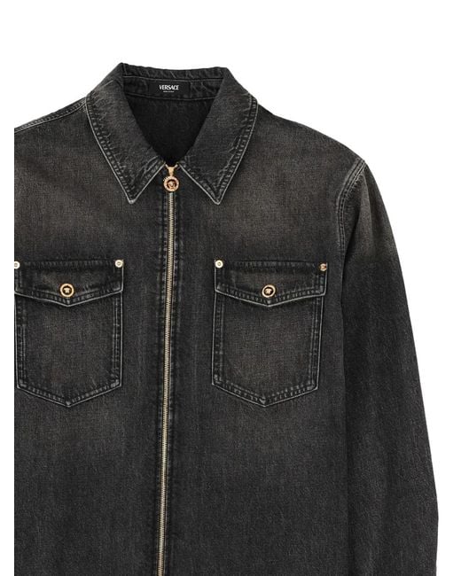 Versace Black Zip-Up Cotton Jacket for men