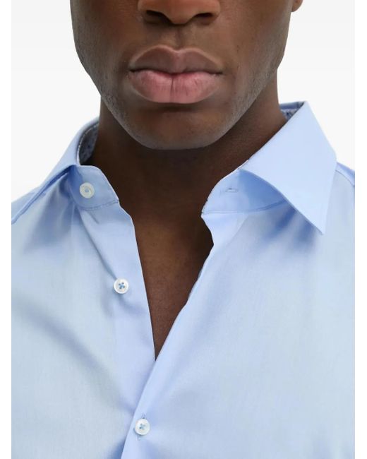 Boss Blue Long-Sleeve Cotton Shirt for men