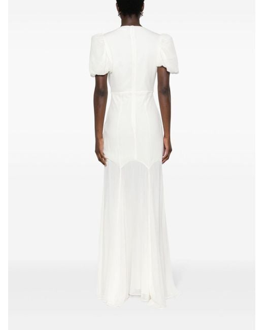 De La Vali White Aqua Silk Maxi Dress