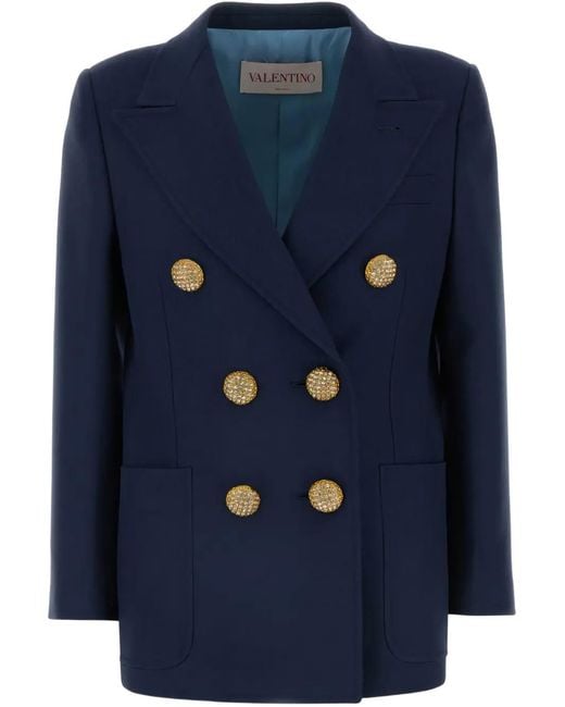 Valentino Garavani Blue Crystal-Embellished Blazer