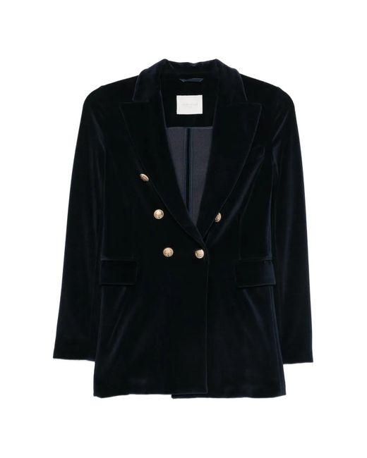 Circolo 1901 Black Double-Breasted Velvet Blazer
