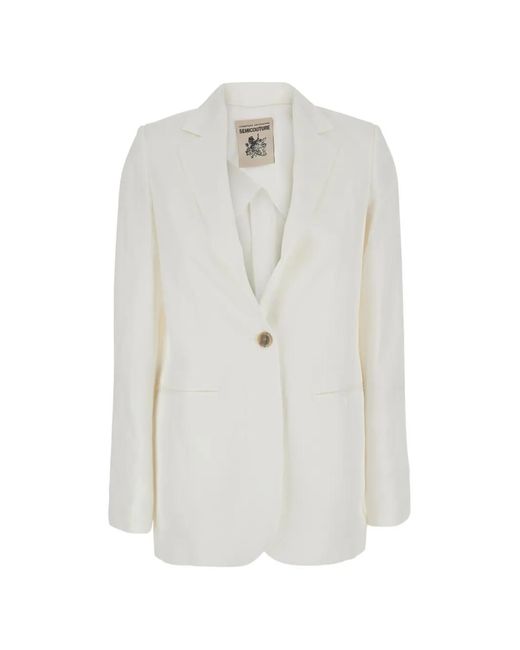 Semicouture White Ebony Single-Breasted Blazer