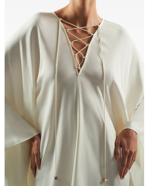 Taller Marmo White Sahara Lace-Up Kaftan Mini Dress