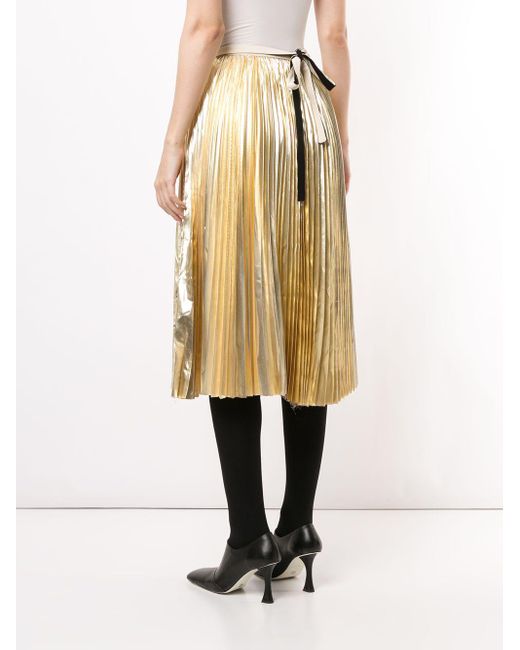 Proenza Schouler Silk Metallic Pleated Skirt - Lyst