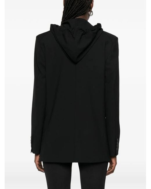 IRO Black Hooded Double-Breasted Coat