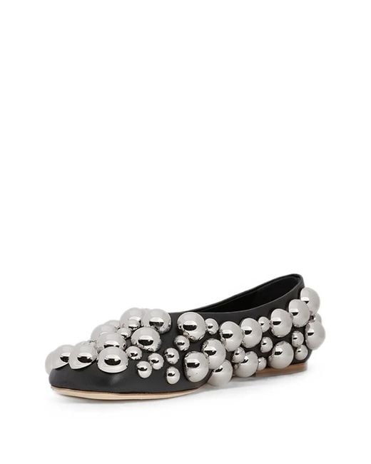 A.W.A.K.E. MODE Metallic Dora Sphere-Embellished Ballet Flats