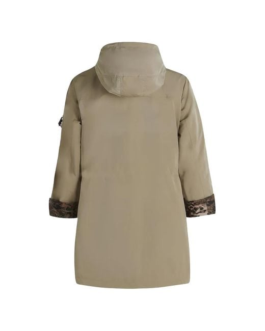 Betty Barclay Natural Hooded Leopard-Print Detail Coat