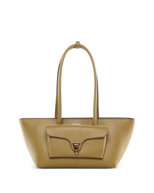 Coccinelle White Turnlock Pocket Tote Bag