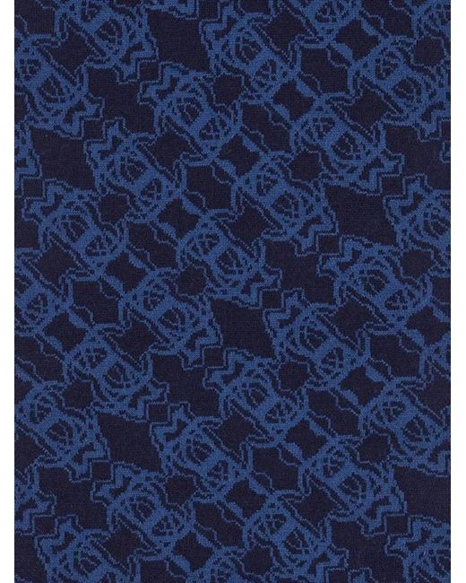 Roberto Cavalli Blue Monogram-Pattern Scarf for men