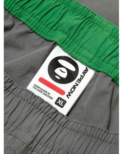 Aape By A Bathing Ape Gray Logo-Patch Shorts for men