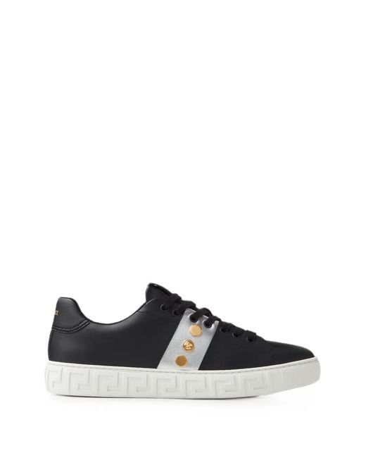 Versace Black La Greca Medusa-Embellished Sneakers for men