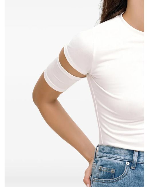 MARCELLA White Esme Cutout-Sleeves T-Shirt