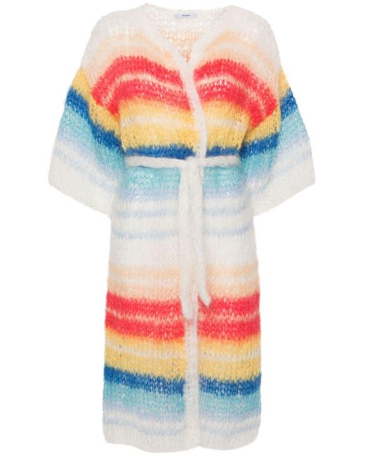 Maiami Blue Belted Striped Cardigan