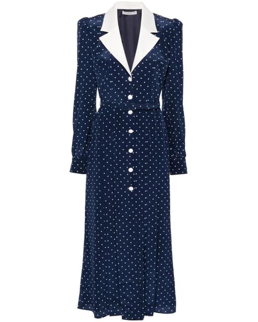 Alessandra Rich ポルカドット ドレス Blue