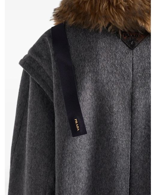 Prada Gray Single-Breasted Loden Wool Coat Clothing