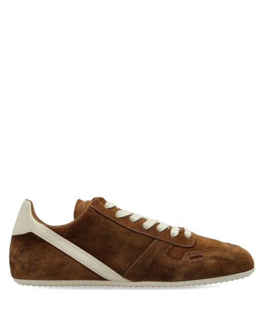 Rick Owens Brown Minimal Sneak Suede Leather Panel Sneakers