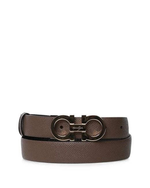 Ferragamo Brown Gancini-Buckle Reversible Belt