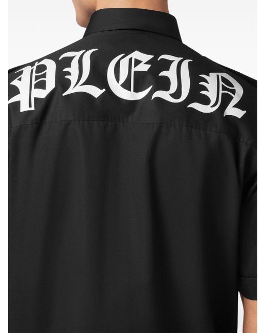Philipp Plein Black Logo-appliqué Short-sleeved Shirt for men