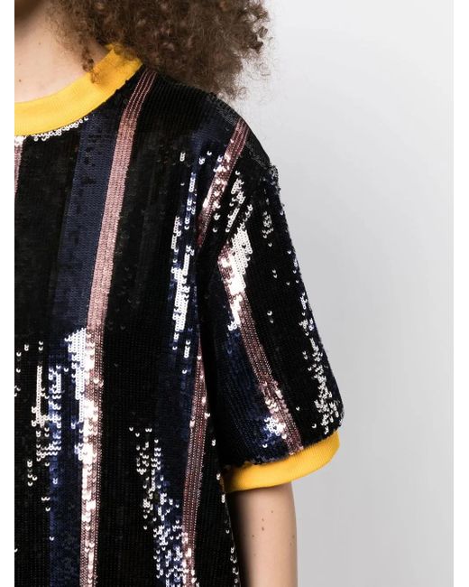 Plan C Black T-Shirt Mit Pailletten