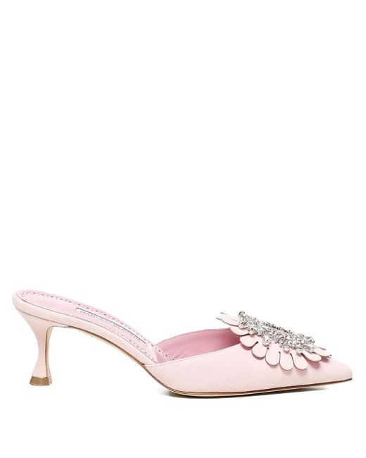 Manolo Blahnik Pink 50Mm Shogmu Mules