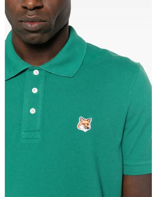 Maison Kitsuné Green Fox Head Cotton Polo Shirt for men