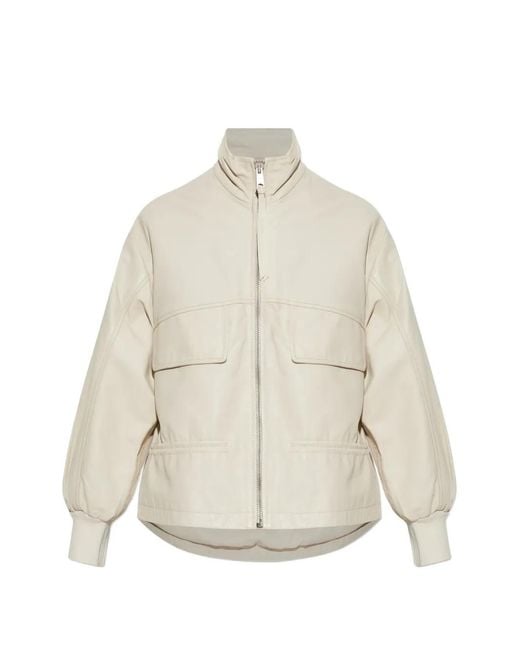 AllSaints White Flor Zip-Up Flap-Pocket Jacket