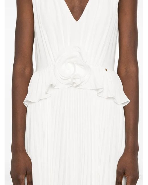 Nissa White Floral-Appliqué Gown