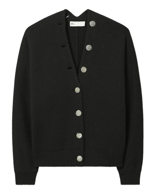 Tory Burch Black Button Merino-Wool Cardigan