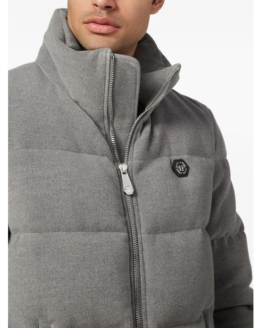 Philipp Plein Gray Quilted Puffer Jacket for men