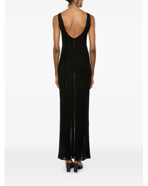 Laneus Black V-Neck Knit Maxi Dress
