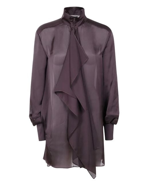 Sacai Purple Ruffled High-Neck Blouse