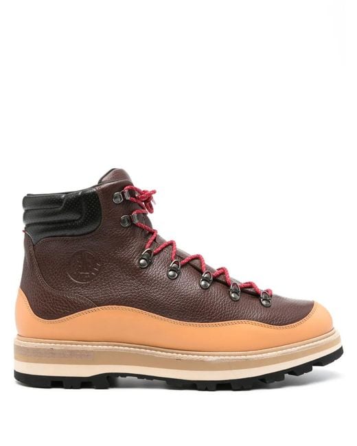 Moncler Brown Tassel Leather Trekking Boots for men