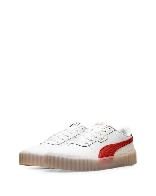 PUMA White Carina 3.0 Satin Sneakers