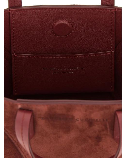 Brunello Cucinelli Red Bc Duo Mini Tote Bag