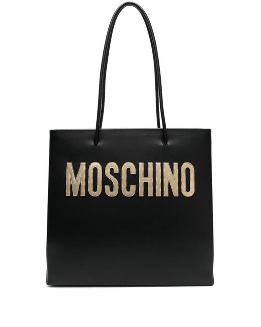 Bolso de hombro con parche del logo Moschino de color Black