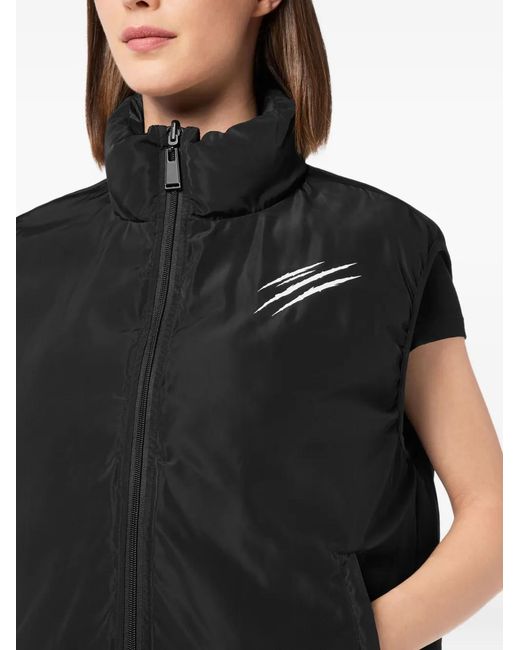 Philipp Plein Black Claw-Print Quilted Vest
