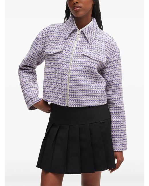 HUGO Blue Tweed Cropped Jacket