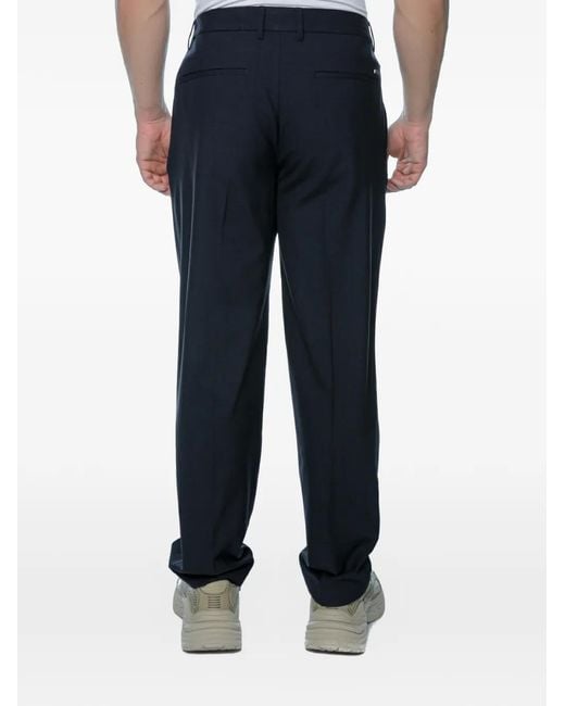 Emporio Armani Blue Pressed-Crease Straight-Leg Trousers for men