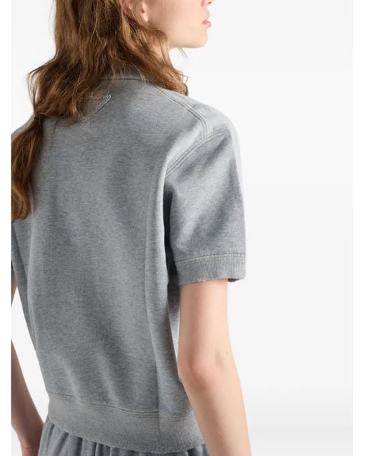 Prada Gray Geripptes Poloshirt Mit Logo