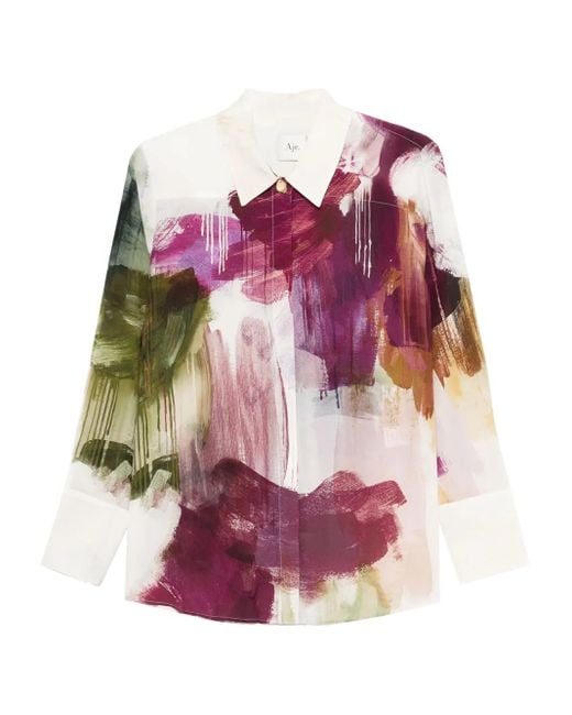 Aje. Pink Atomic Floral-Print Shirt