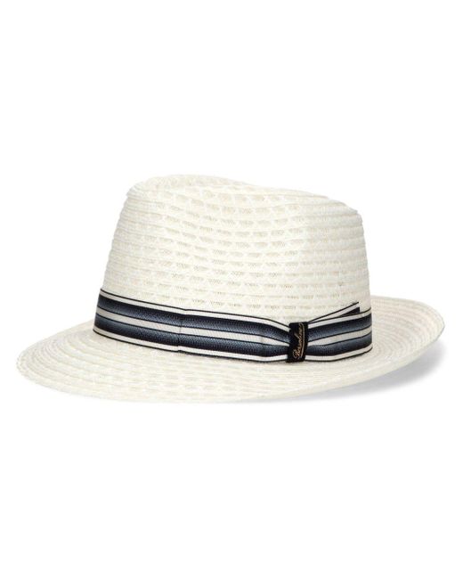 Sombrero de verano Edward trenzado Borsalino de hombre de color White