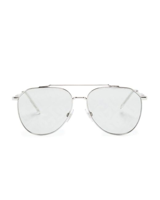 Dolce & Gabbana White Logo-print Pilot-frame Sunglasses for men
