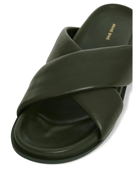 Anine Bing Black Emi Crossover-Strap Sandals