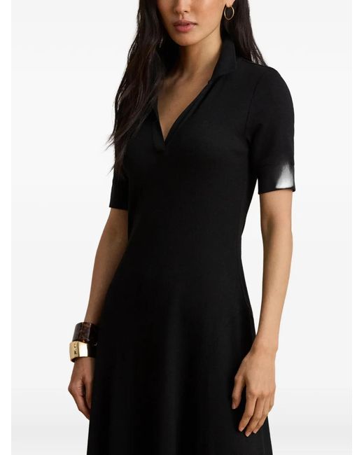 Ralph Lauren Black Rib-Knit Midi Dress