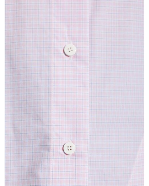 The Attico White Checked-Pattern Cutout-Detail Shirt